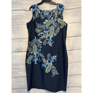 Maya Brooke Sleeveless Paisley Sheath Dress Size 16